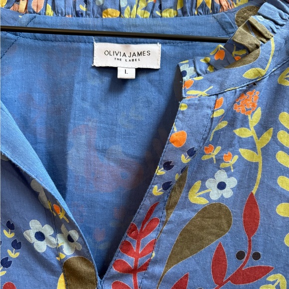 OLIVIA JAMES The Label Waverly True Blue Foxes Dress, Size Large - Picture 4 of 7